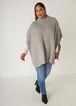 Ribbed Knit Mock Neck Cape, Heather Grey image number 0