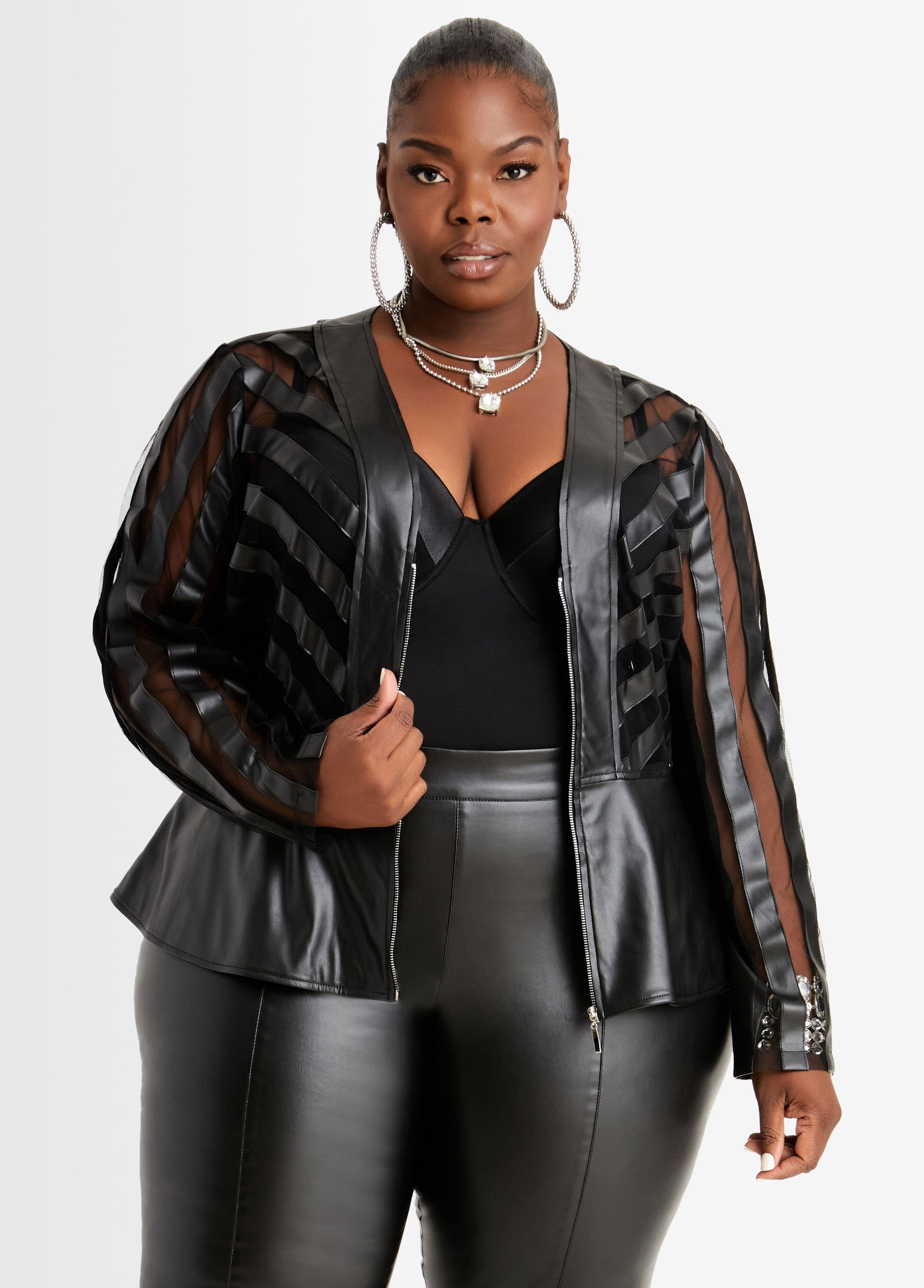 Leather and hotsell mesh jacket