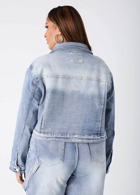 Cropped Denim Jacket, Blue image number 1