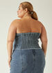 Strapless Denim Bustier Top, Dk Rinse image number 1