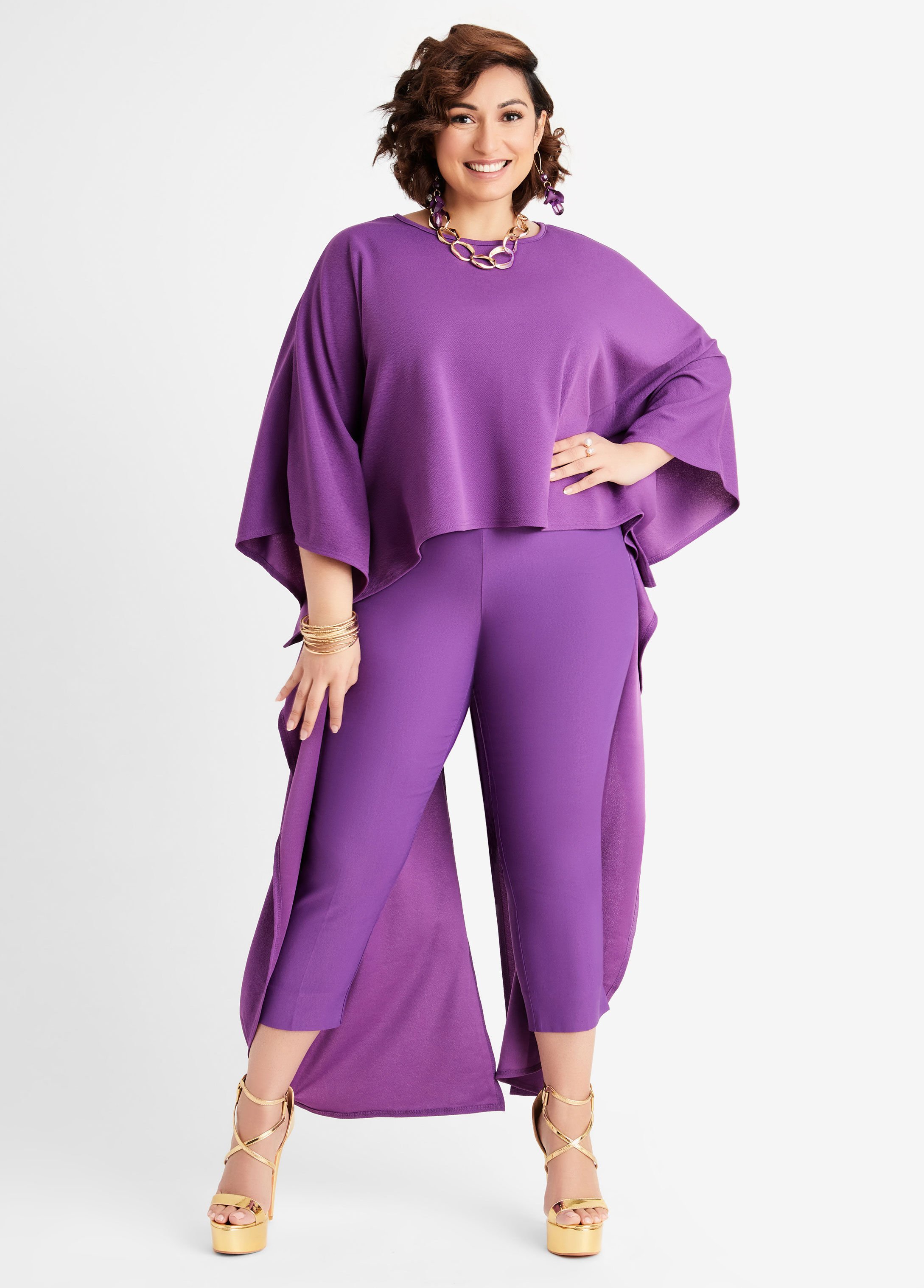 ashley stewart plus size purple dresses