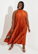 Accordion Pleated Satin Maxi Dress, Caramel image number 2