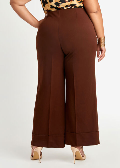 Cuffed High Rise Wide Leg Pants, Potting Soil image number 1