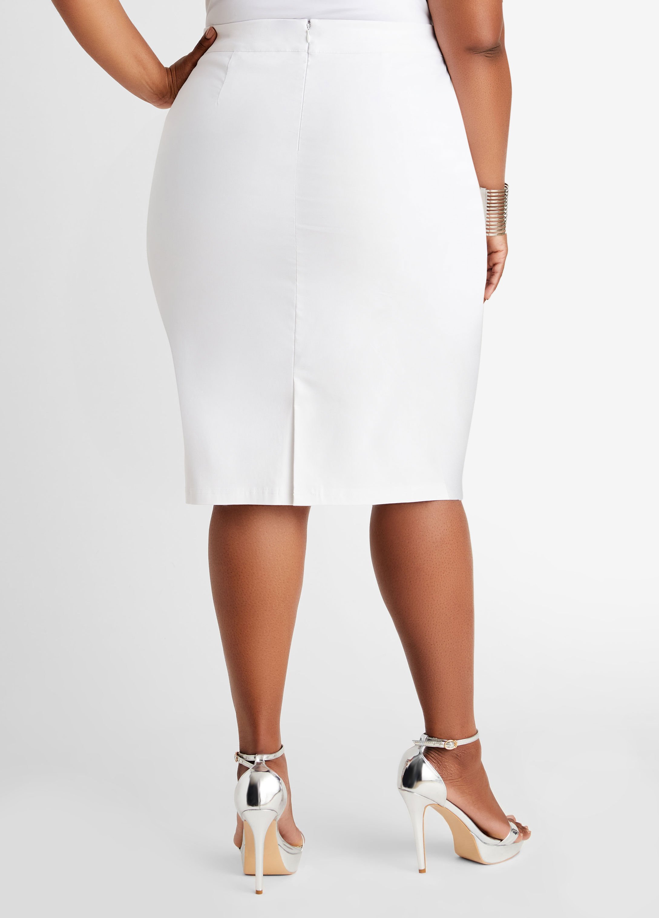 white pencil skirt with back zipper