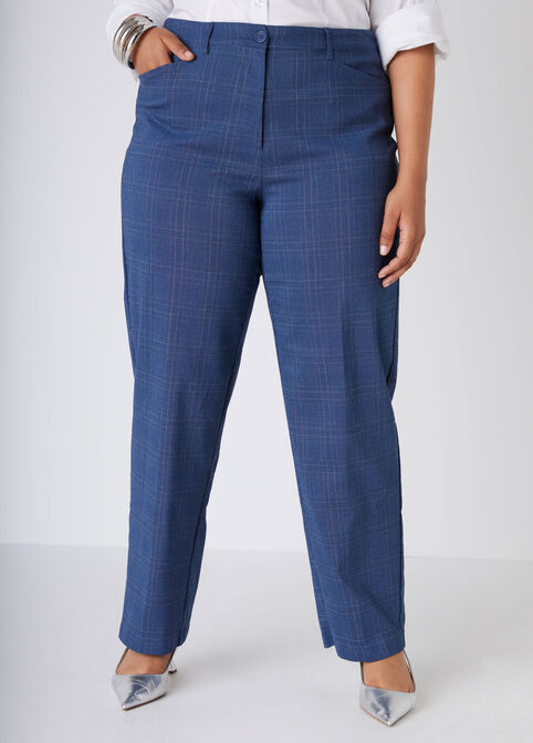 Plaid Twill Trousers, Blue image number 2