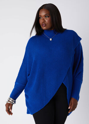 Faux Wrap Mock Neck Sweater, Surf The Web image number 0