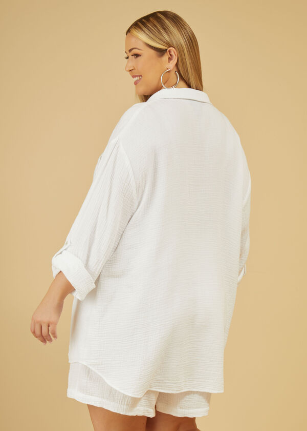 Chill Out Embroidered Gauze Shirt, White image number 1