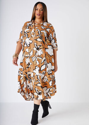 Floral Midaxi Shirtdress, Iced Coffee image number 0