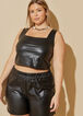 Faux Leather Crop Top, Black image number 0