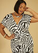 Abstract Ruched Bodycon Dress, Black White image number 2