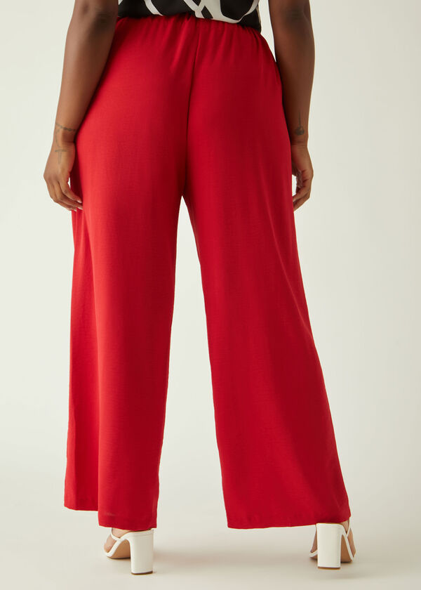 Textured Wide Leg Pants, Red image number 1