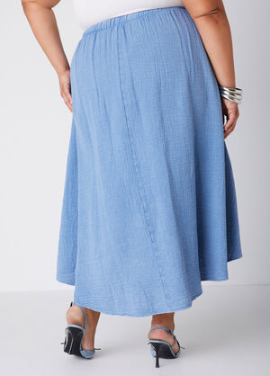 Cotton Gauze Midaxi Skirt, Blue image number 1