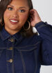 Pleated Denim Peplum Jacket, Dk Rinse image number 3