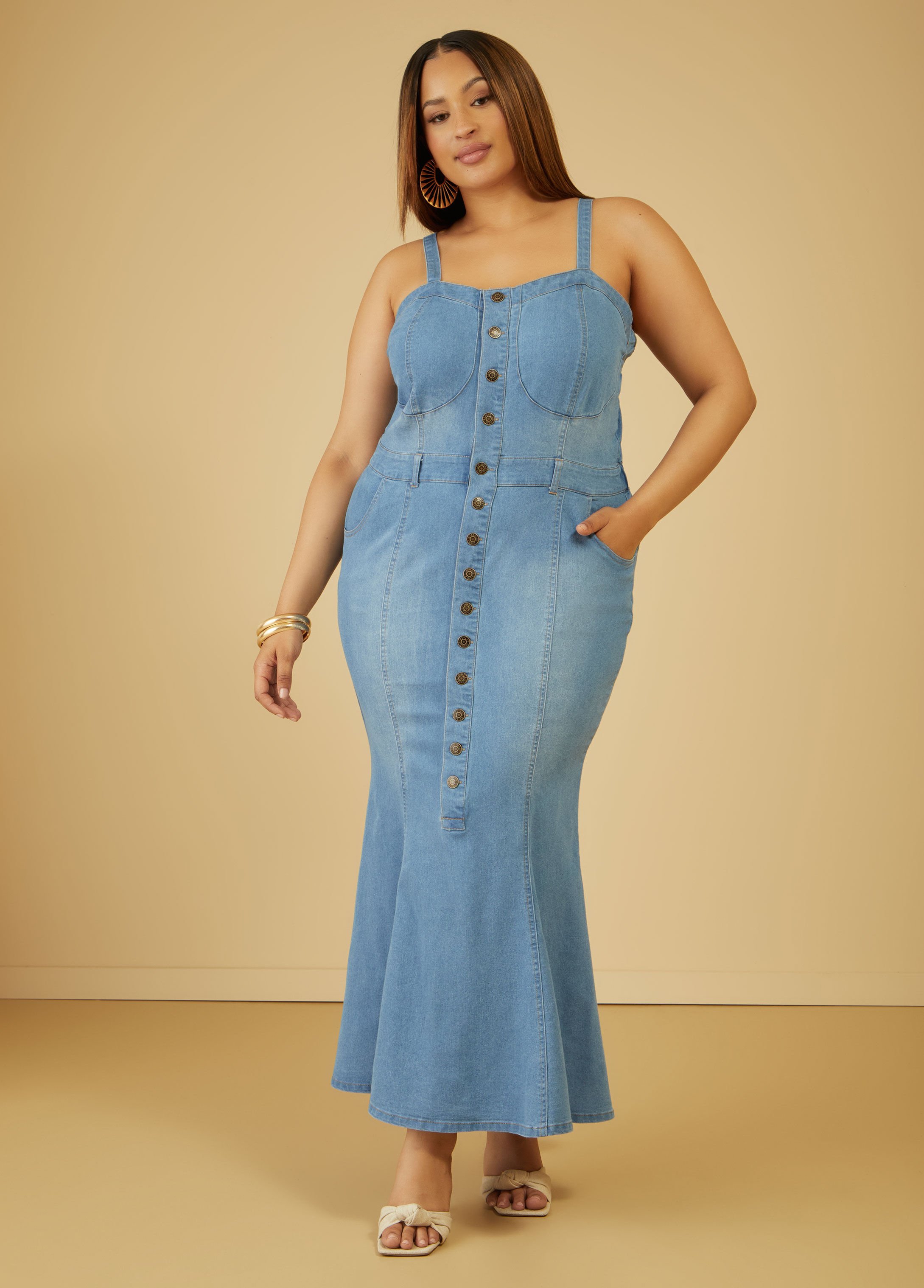 Sweetheart Maxi Denim Dress