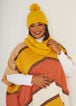 Pom Pom Scarf & Hat Gift Set, Nugget Gold image number 0