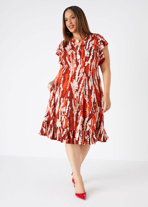 Ruffled Brushstroke Knit Dress, Pureed Pumpkin image number 0