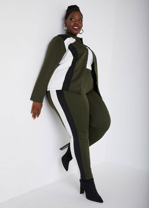 Colorblock Mid Rise Leggings, Olive image number 0