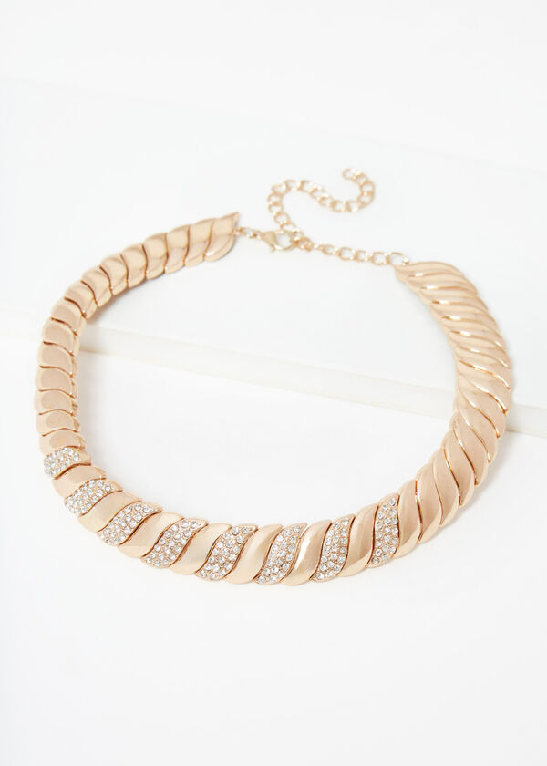 Pavé Crystal Gold Tone Necklace, Gold image number 1