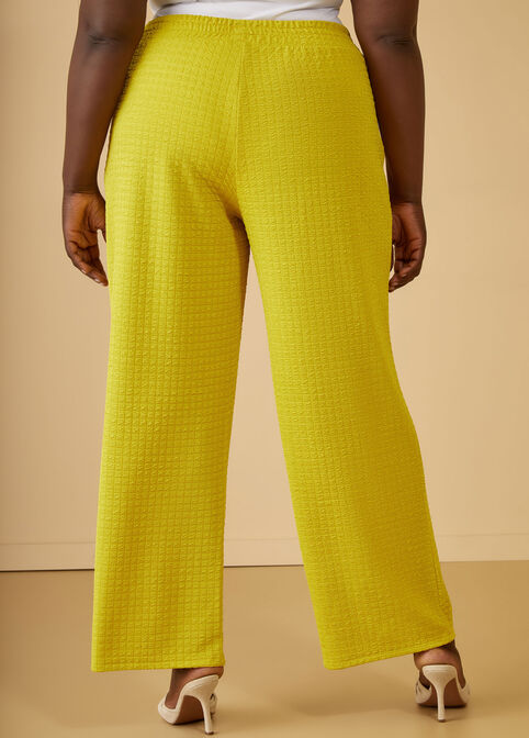 Textured Knit Straight Leg Pants, Lime Green image number 1