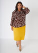 Giraffe Print Cowl Neck Blouse, Brown image number 2