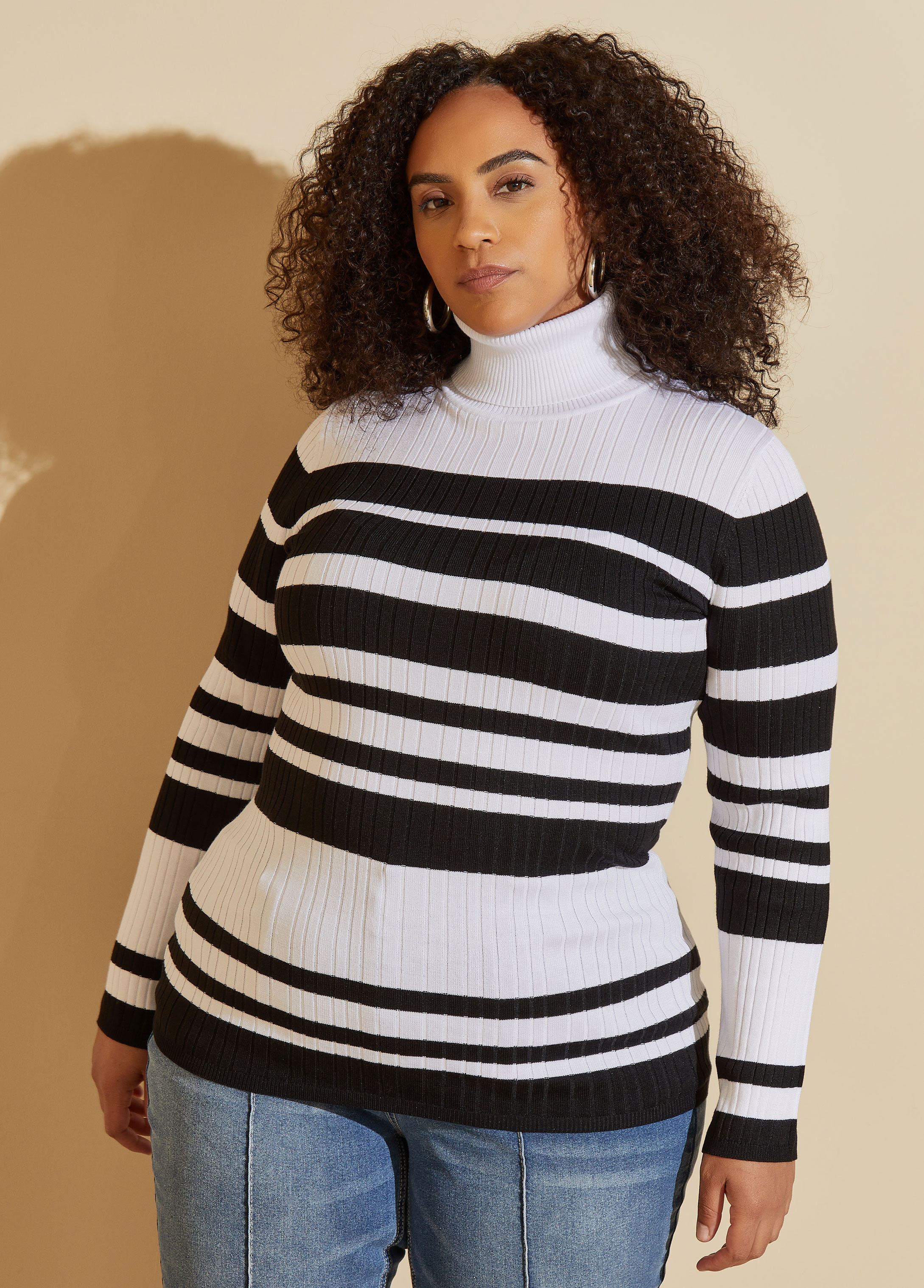 Striped ribbed outlet sweater