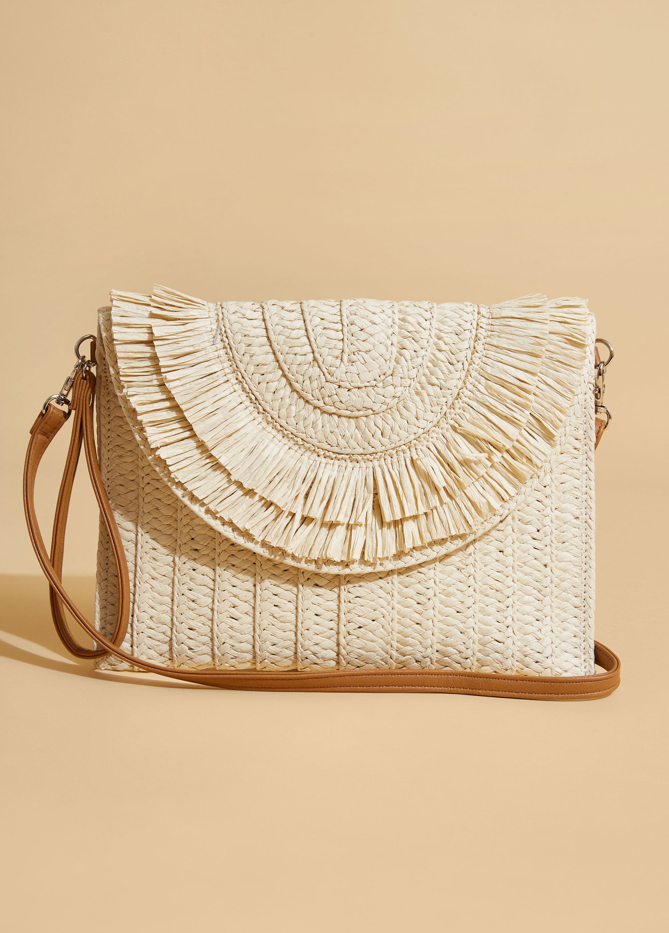 Tiered Fringe Straw Clutch