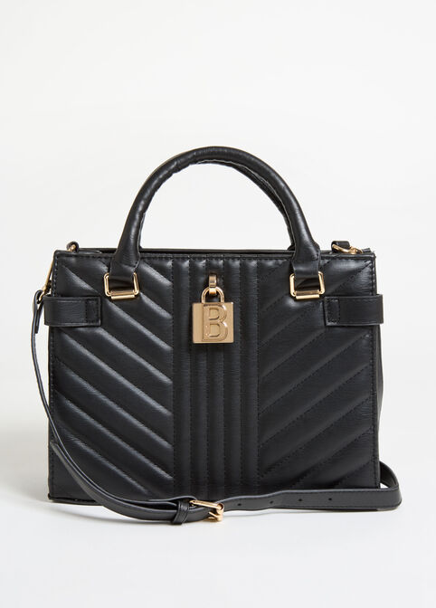 Bebe Aerin Quilted Satchel, Black image number 0