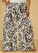 High Waist Printed Wide Leg Pants, White Black image number 2