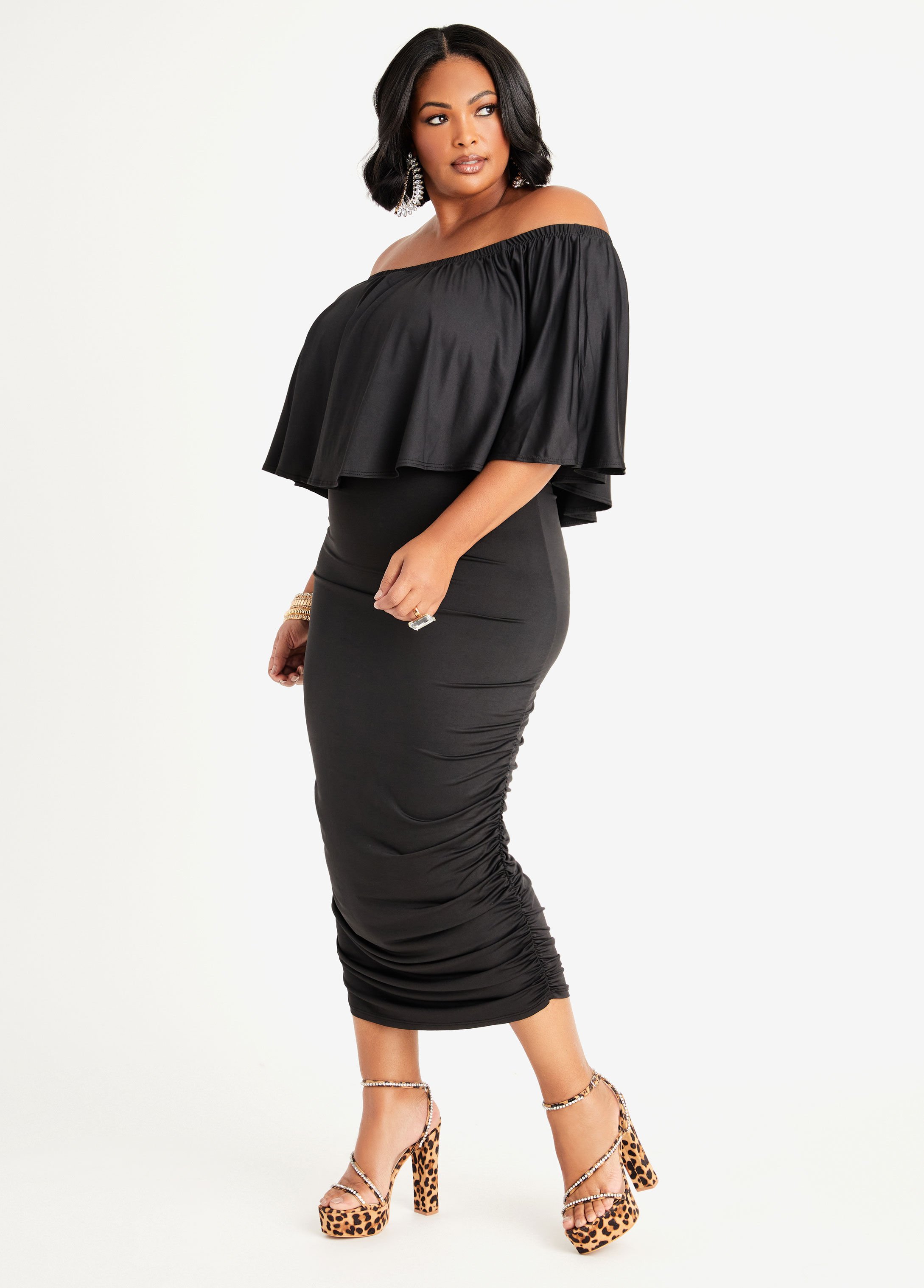 ashley stewart off the shoulder dress