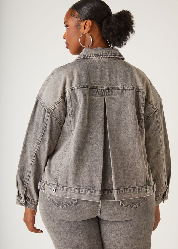 Acid Wash Denim Swing Jacket, Grey image number 1