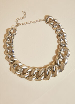 Oversized Chain Link Necklace, Silver image number 0