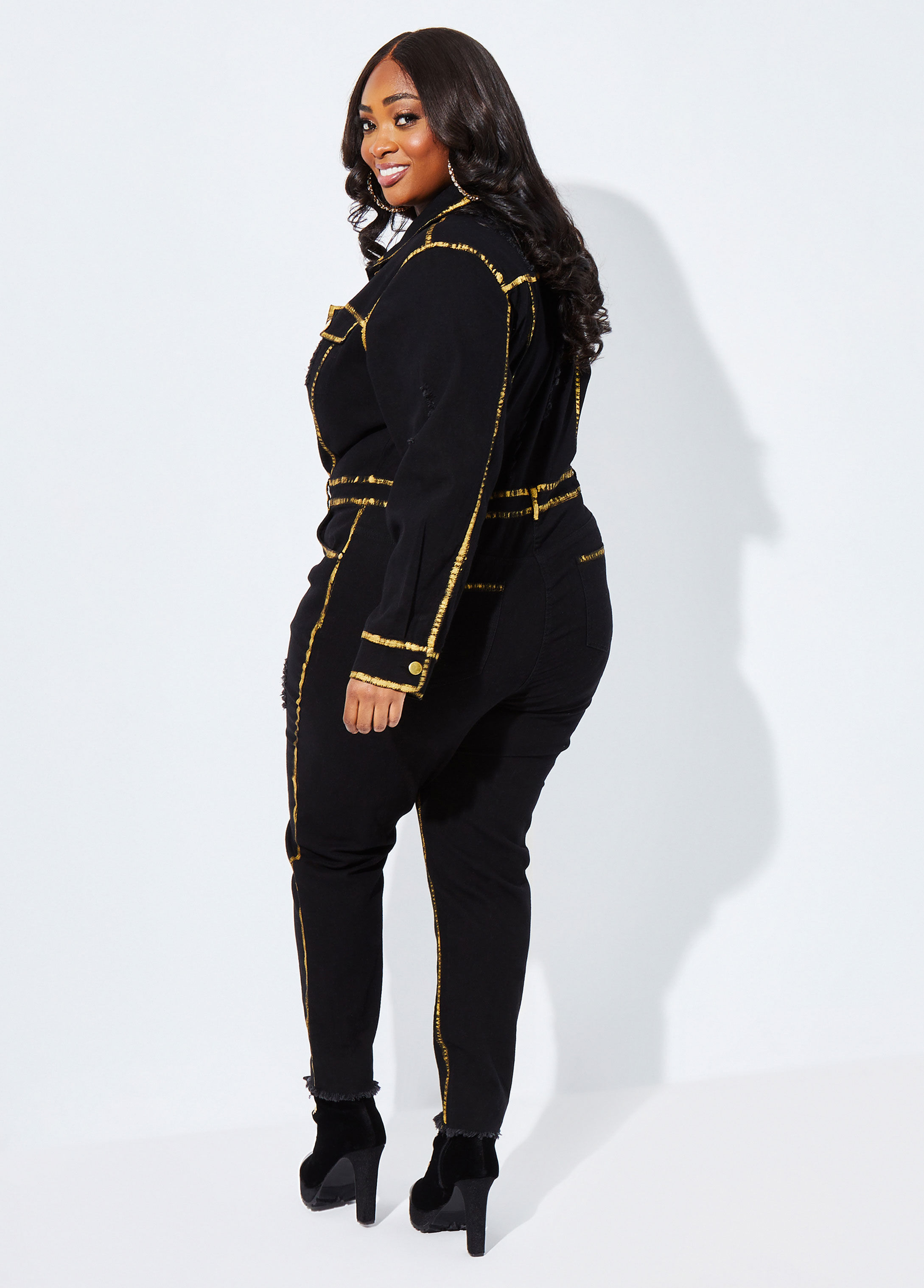 ashley stewart gold jumpsuit