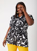 Belted Printed Blouse, Black White image number 0