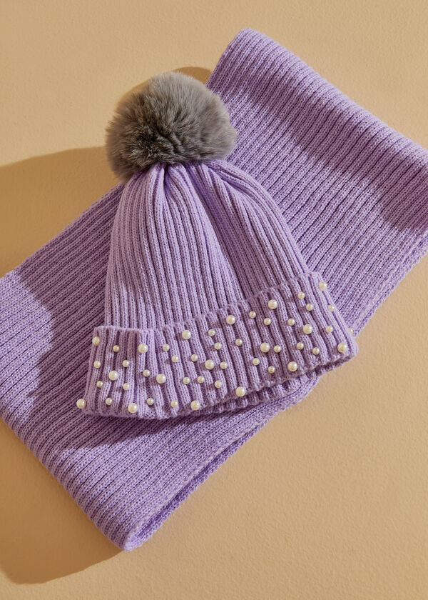 Faux Pearl Hat & Scarf Gift Set