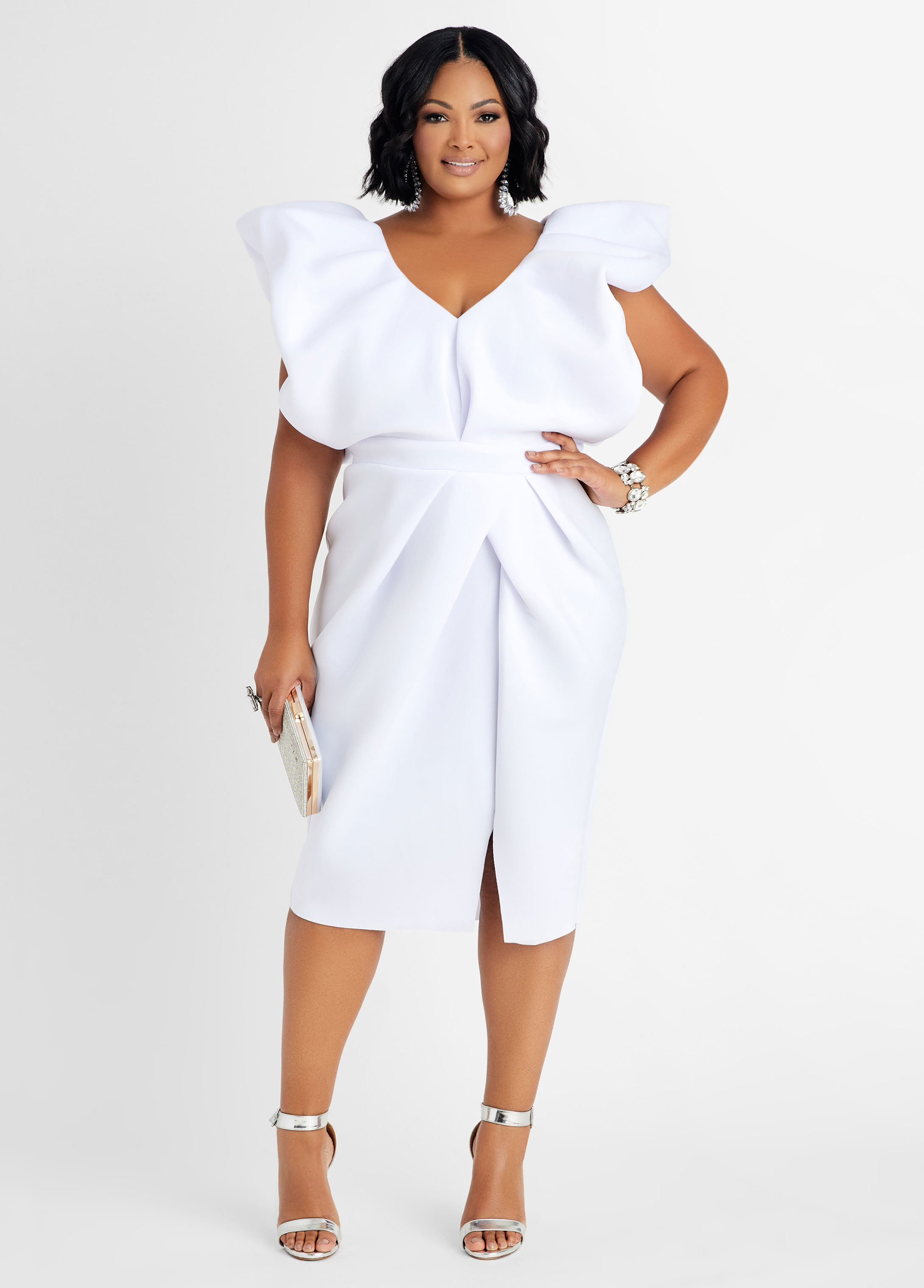 white sexy dress plus size