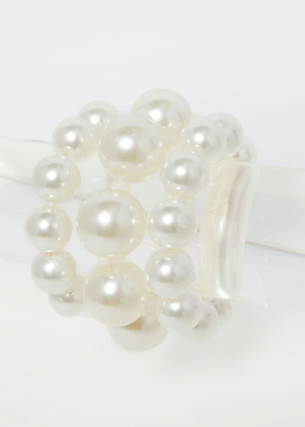 Faux Pearl Stretch Bracelet Set, Pearl image number 0