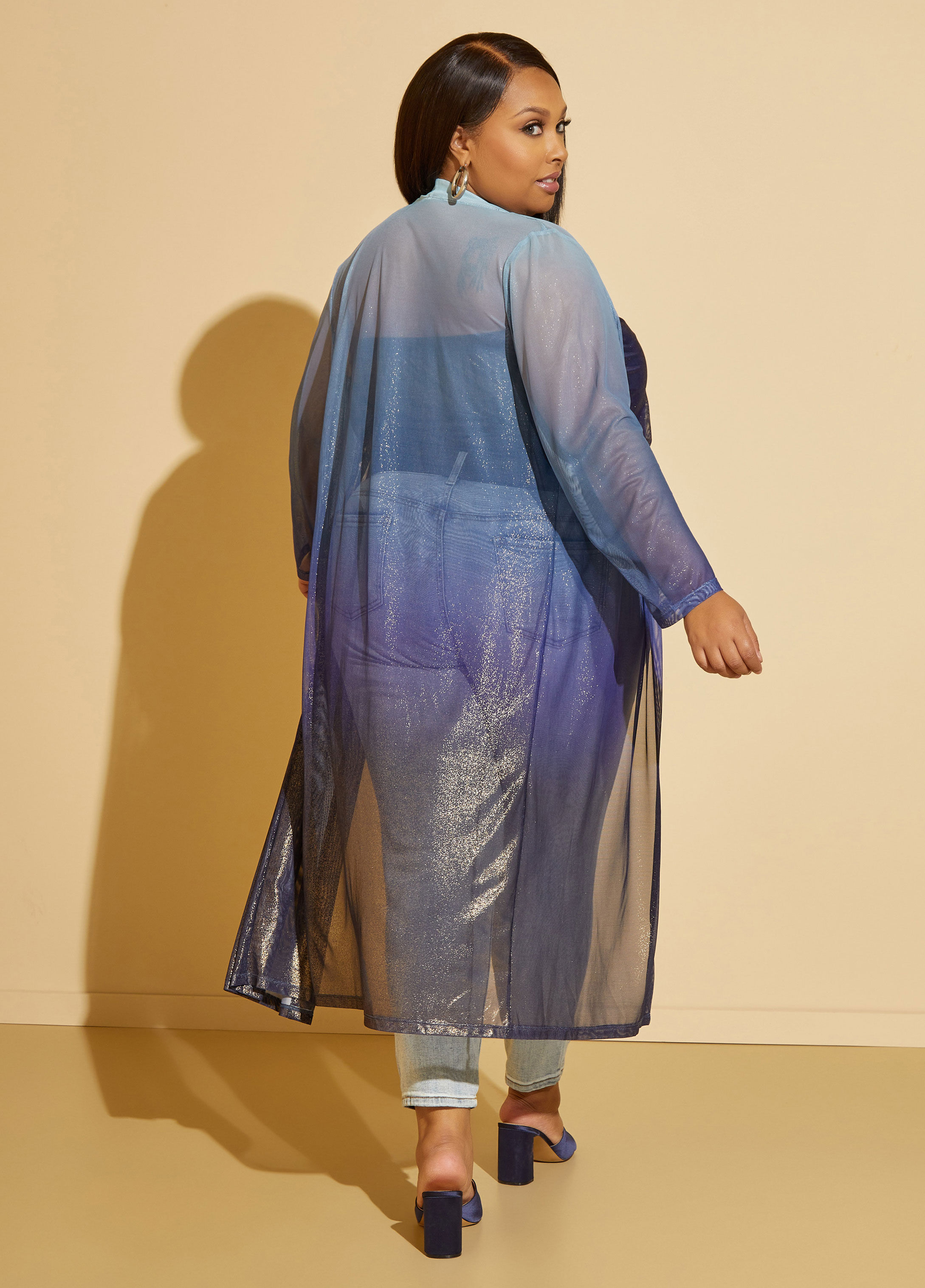 Plus size clearance sheer duster jacket