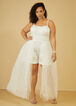 Embroidered Tulle Train Romper, Egret image number 0