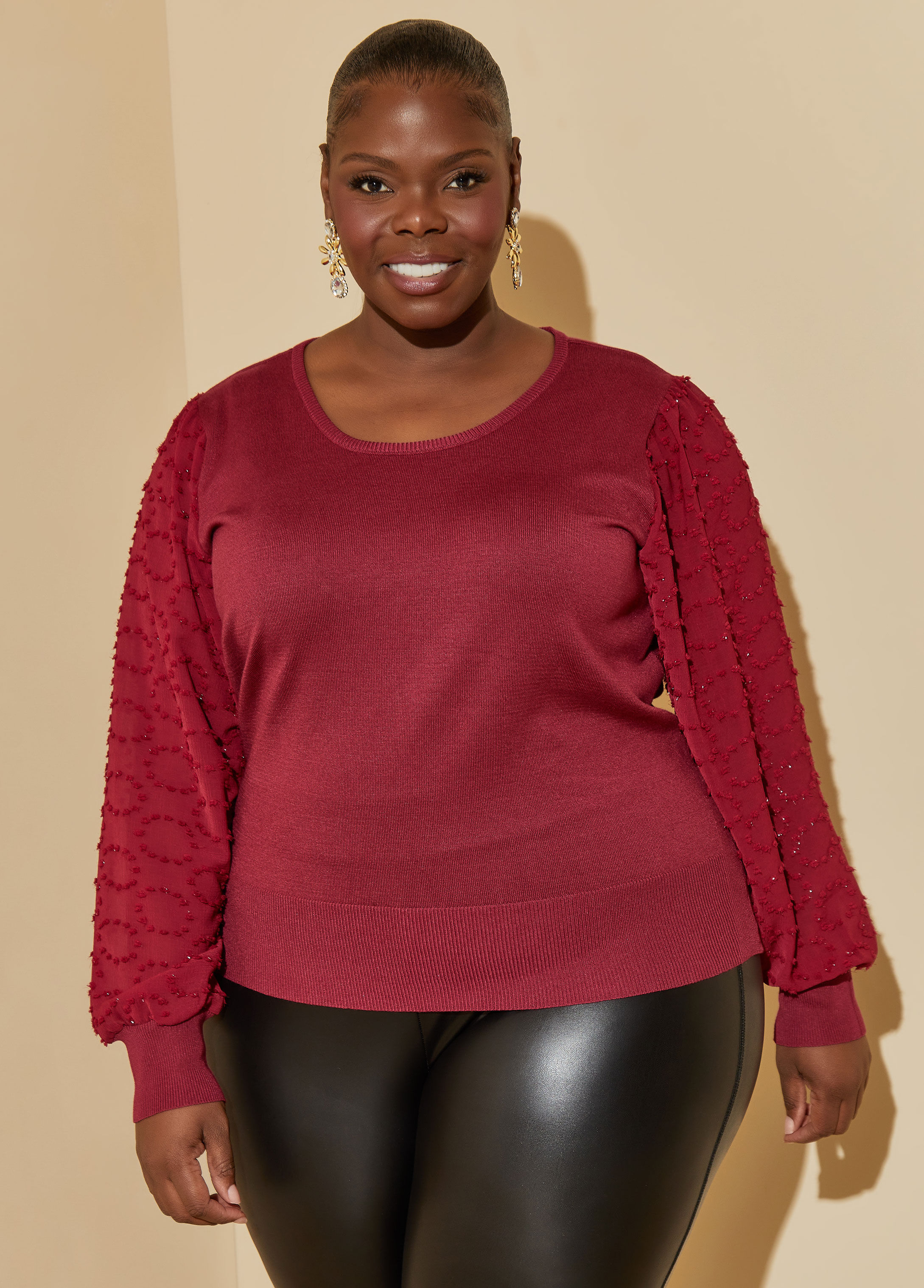 Plus size maroon sweater sale