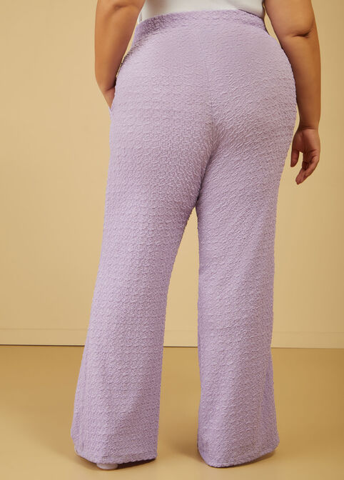 Textured Knit Straight Leg Pants, Purple image number 1