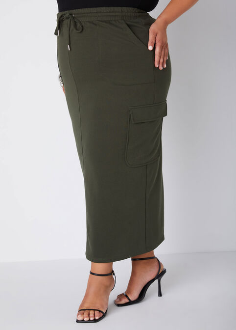 French Terry Maxi Cargo Skirt, Deep Depths image number 3