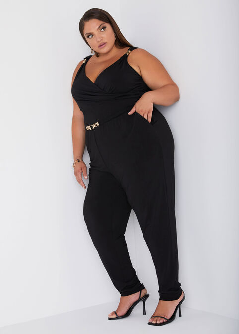 Embellished Tapered Jumpsuit, Black image number 3