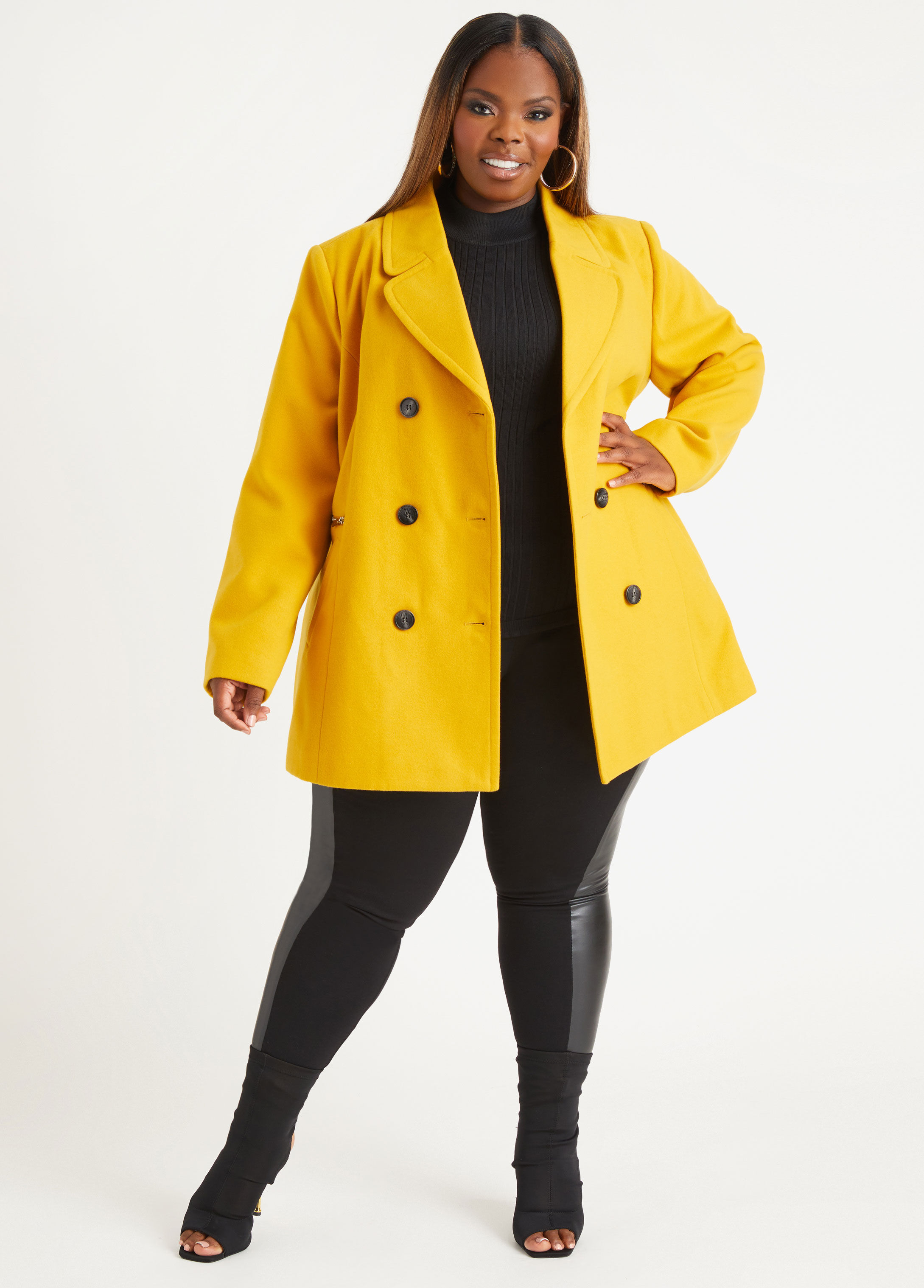 Plus size mustard coat best sale