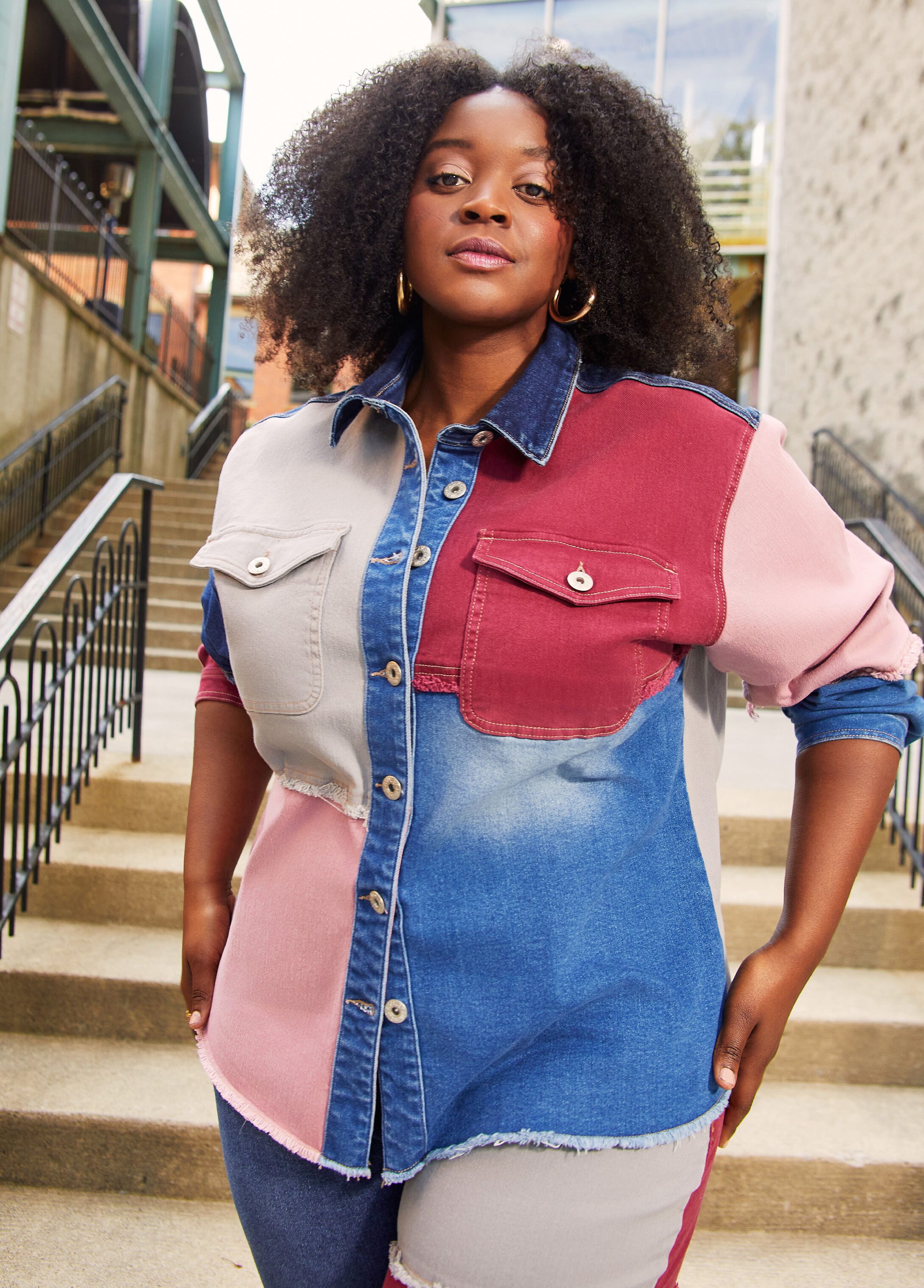 Plus Size Patchwork Denim Jacket Plus Size Jean Jacket Plus Set