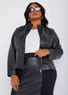 Ponte Paneled Faux Leather Jacket, Black image number 0