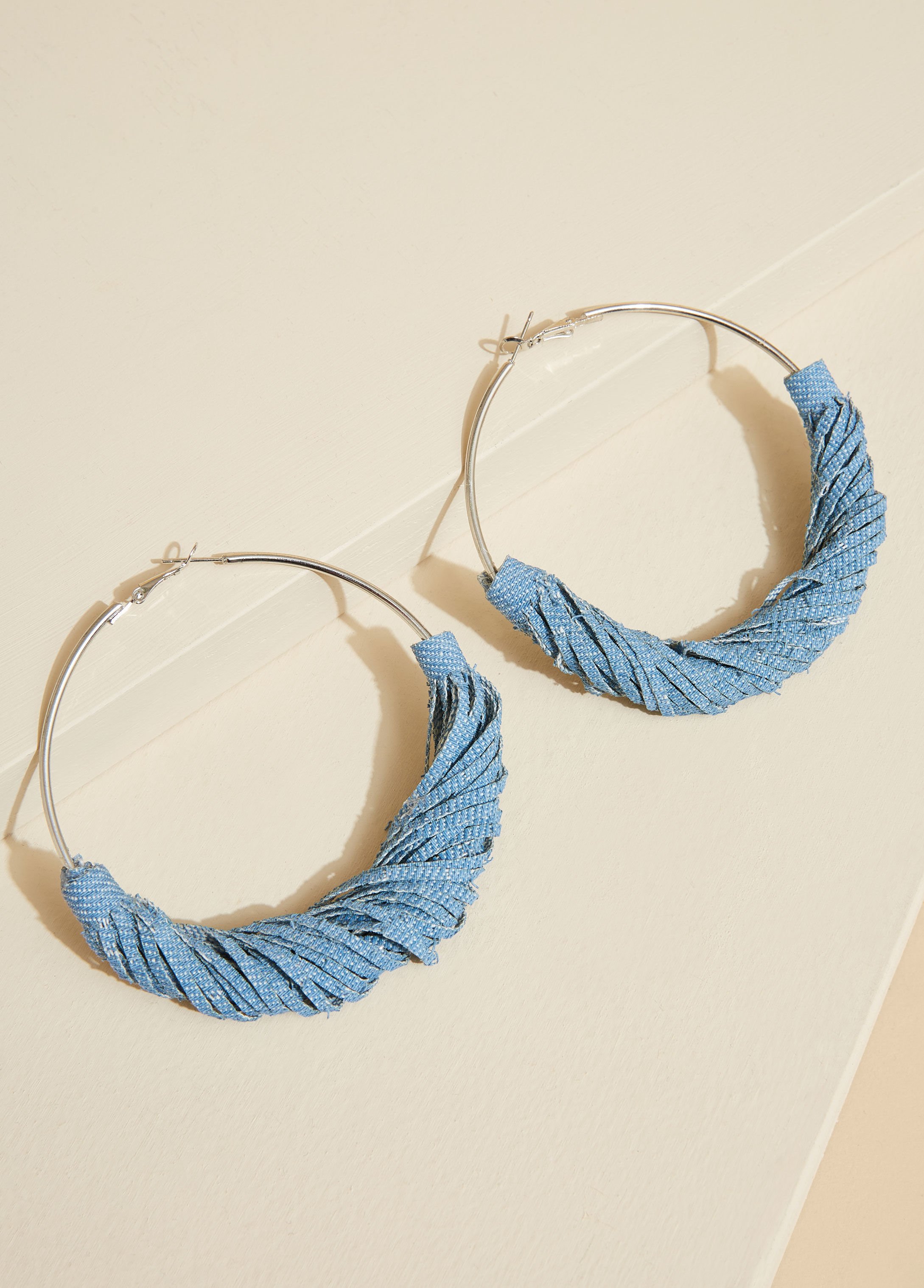 Denim Hoop Earrings