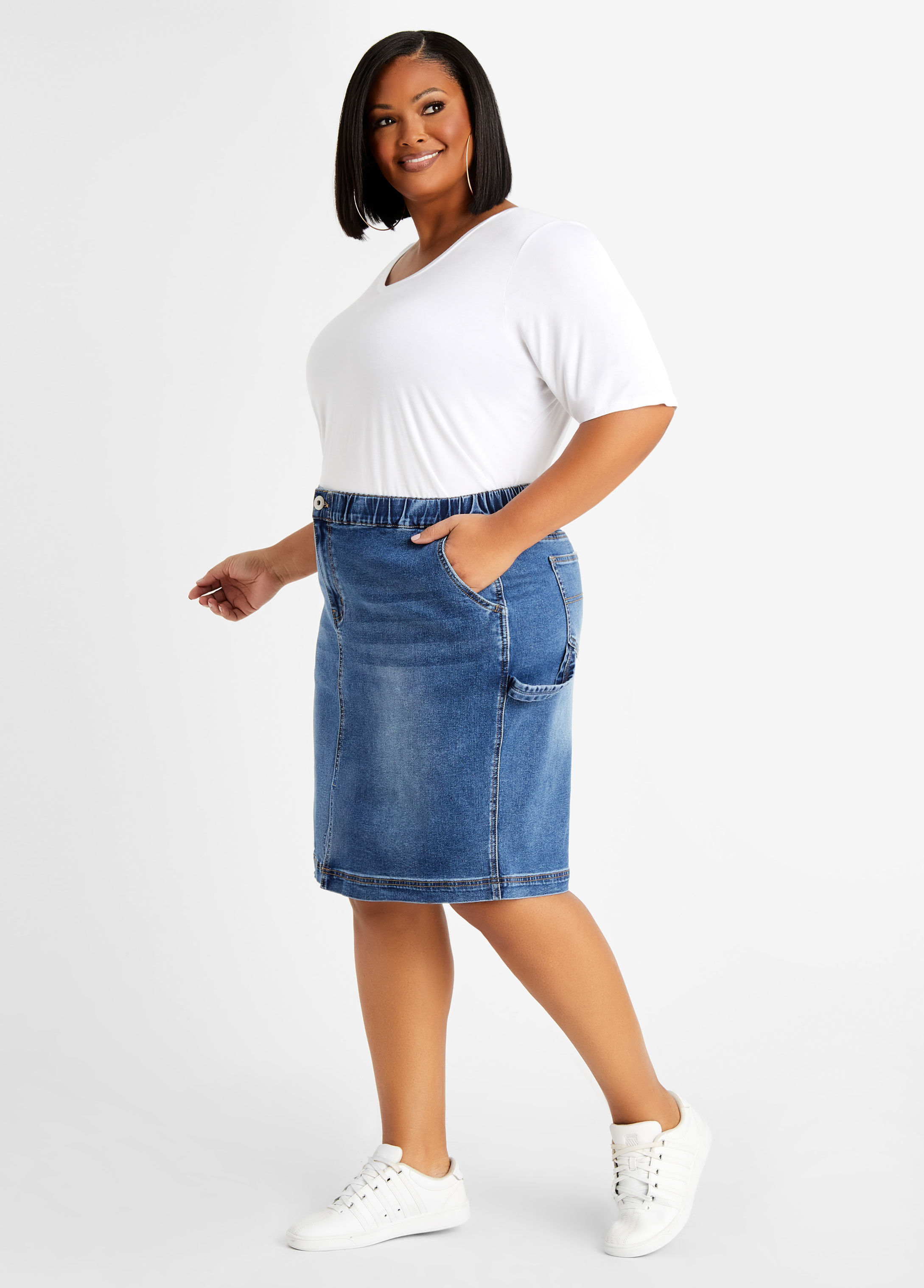 Knee length hotsell denim skirt xxl