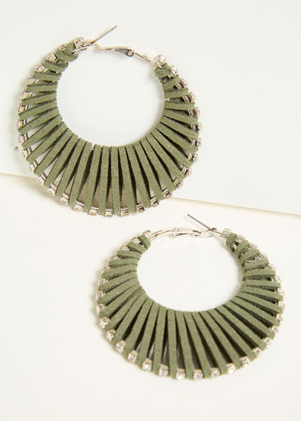 Faux Suede Wrapped Hoop Earrings, Deep Depths image number 0