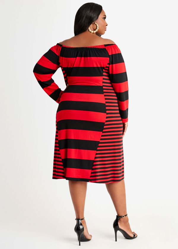 Plus Size Illusion Dress Stripe Plus Size Dress Plus Size Midi Dress
