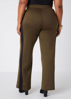 Striped Flared Track Pants, Olive image number 1